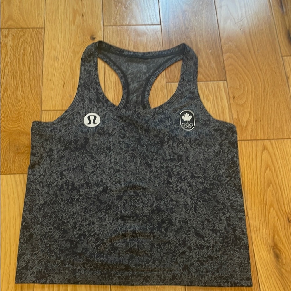lululemon athletica Gray Black Fitted Crop Tank Top Olympics edition